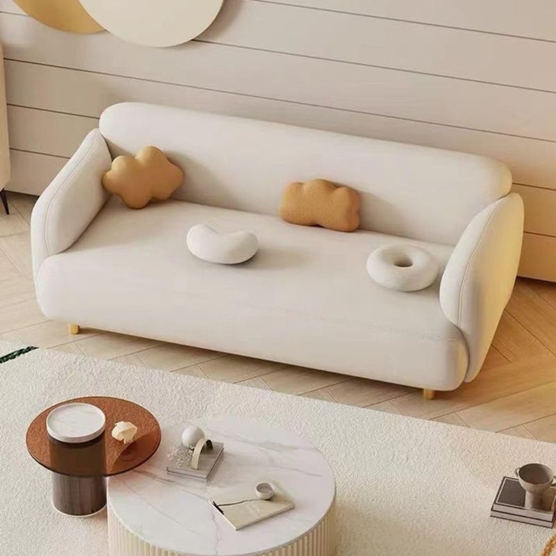 Comfynest Off-White Upholstered Sofa – Modern Recessed Arm Couch for Living Room - Image 3